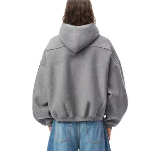 Custom logo Heavyweight 100% Cotton Full Zipper Hoodie Thick Drop Shoulder Boxy <b>Cropped</b> <b>Zip</b> <b>up</b> Hoodie Men Breathable OEM - Product Image 6