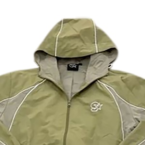 Ensemble de survêtements pour hommes, coupe-vent en nylon léger imperméable personnalisé pour l'automne et pantalon de jogging à cordon de serrage avec coutures - Product Image 4