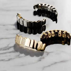 กริลล์ซ์ผู้ชายสุดเท่ห์ ทองคำแท้ 14KT เพชร CVD 0.75 กะรัต ทรง Asscher/Cushion สไตล์ฮิปฮอป ชุบทองคำขาว/โรสโกลด์/ไวท์/เยลโลว์ คุณภาพเยี่ยม - Product Image 2