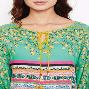 Último estilo y ajuste Maxi longitud corbata-Up 100% algodón estampado digital Floral algodón Maxi Kaftan - Product Image 6