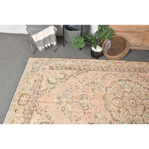 Tapis Turc Vintage Beige Vert 5.3 X 9ft Classique Grande Surface Laine Peluche Pile Hauteur Rectangulaire Couloir Motif Latex pour Chambres - Product Image 2