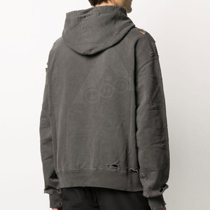 Sudadera con capucha de lana cálida de invierno para hombre más vendida, diseño desgastado, nuevo patrón de estampado, tallas de Color sólido, teñido liso a prueba de agua - Product Image 5