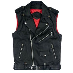 Gilet de motard en cuir véritable pour homme avec une coupe traditionnelle conçue pour un confort de conduite quotidien et un look moto simple et intemporel - Product Image 3