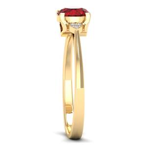 Anillo de Oro Sólido de 14K con Granate de Corte Redondo de 0.84Ct y Diamantes, Precio de Fábrica REYES, para Mujer, Regalo de Boda - Product Image 3