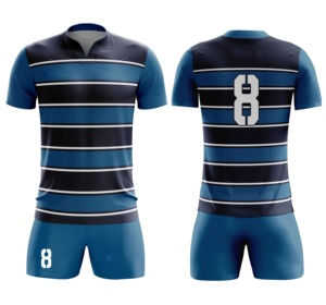 Camiseta y Pantalones Cortos de Rugby Unisex de Alta Calidad al por Mayor, Ropa Deportiva Personalizada con Técnica de Sublimación Transpirable para Adultos - Product Image 4
