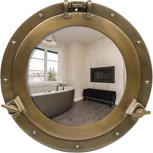 Fenêtre de hublot en laiton durable miroir en verre nautique forme arrondie solide avec charnière décor à la maison inspiré des fournitures marines de basse - Product Image 5