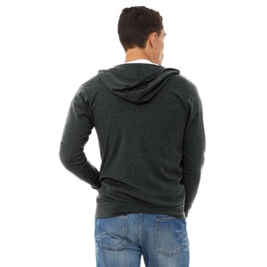 Sweat à capuche unisexe léger en molleton tri-mélange avec fermeture éclair intégrale et impression numérique pour la gym - Couleurs et logo personnalisables - Product Image 2