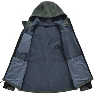 Veste de camping imperméable Softshell pour hommes, manteau coupe-vent à col montant avec fermeture à glissière, option grande taille - Product Image 6