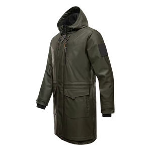 Impermeable de mezclilla para hombre, impermeable, con capucha, cuello levantado, transpirable, de secado rápido, personalizado, chaqueta de calle alta - Product Image 2