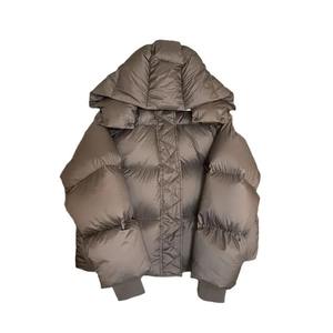 Veste matelassée à capuche pour femme Petite couleur noire chaude Veste à capuche courte Hiver - Product Image 4