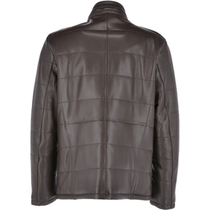 Chaqueta de cuero estilo ben, color marrón oscuro, piel de cordero auténtica, cálida - Product Image 2