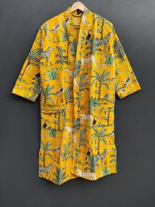 Kantha <b>Kimono</b> <b>Jacket</b> Pure Cotton Quilted Coat With Handmade Kantha Embroidery XL Winter Wear Robe - Product Image 4
