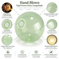 Abat-jour en verre borosilicate soufflé à la main, vert opale, pour remplacement de luminaire de plafond, salon (vente en gros)