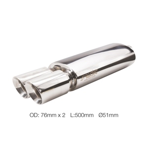 Silenciador redondo de 51 mm de diámetro, doble, de acero inoxidable - Product Image 1
