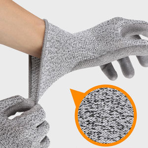 Certification CE niveau 5, protection des mains, gants de travail en bois enduits de PU, résistants aux coupures, gants de sécurité anti-coupures - Product Image 1