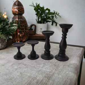 Bougeoir en bois de manguier de luxe pour ferme moderne Pièce maîtresse de mariage pilier noir unique Décoration intérieure écologique pour - Product Image 5