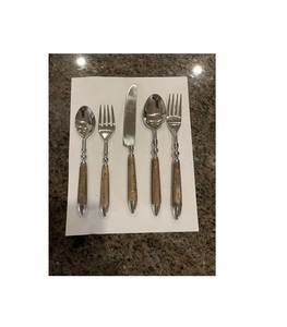 High quality reusable stainless steel metal cutlery <b>set</b> with modern design for stylish dining table presentation - Product Image 5
