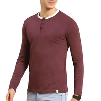 T-shirt Henley pour homme, design personnalisé, 100% coton, manches longues, sportif, respirant, tendance, anti-rides