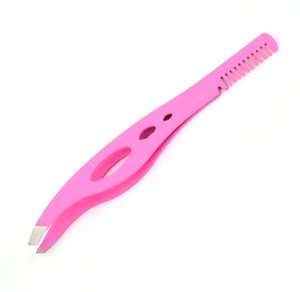 Pince à cils en acier inoxydable personnalisée à marque privée, à pointe inclinée, avec peigne applicateur coloré pour extensions de cils en volume, en stock - Meilleures ventes - Product Image 2