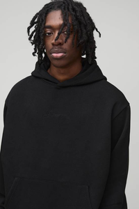 Sweat à capuche épais surdimensionné sans cordon, personnalisé avec logo OEM, style streetwear, 500 GSM, vente en gros pour hommes - Product Image 6