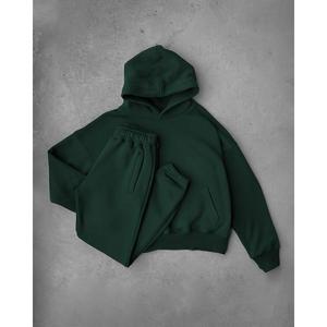 Todo el chándal de lana gris Sudadera con capucha tipo ajuste suelto con ropa inferior para niños Sudaderas con capucha de gimnasio de la mejor calidad con impresión de logotipo personalizado - Product Image 6