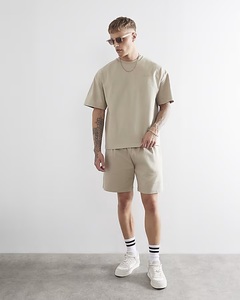 Y2K vente en gros personnalisé homme été 2 pièces coton à manches courtes T-Shirt survêtements ensembles plaine surdimensionné t-shirt hommes ensembles courts - Product Image 6