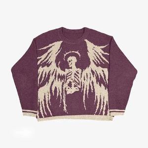 Vente en gros Streetwear Pull en tricot avec logo personnalisé Pull surdimensionné Tricots de mode décontractés pour hommes et femmes Style rétro - Product Image 4