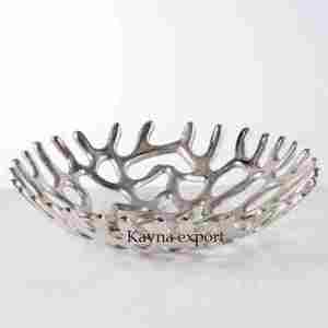 Design corail luxe aluminium métal artisanat vente en gros centre de table bol décoratif plaqué argent - Product Image 2