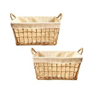 PANIER DE STOCKAGE HYACINTHE D'EAU Écologique Forme Rectangulaire avec Doublure en Coton Doux Artisanat du Vietnam - Product Image 1