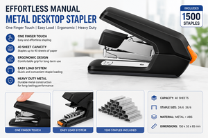Engrapadora de Escritorio Manual <span class=keywords><strong>Leven</strong></span>, Metálica, Capacidad para 40 Hojas, Activación con un Dedo, Carga Fácil, Ergonómica, Resistente, 2.6 kg, Incluye - Product Image 2
