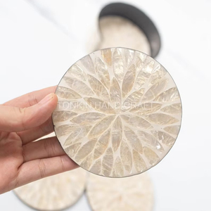 ชุดที่รองแก้วหอยมุกสุดคลาสสิกงานแฮนด์เมดชุดแก้วโมเสคเปลือกหอยที่ดูหรูหรามีเฉดสีที่หรูหราแผ่นรองแก้วในโอกาสแต่งงานใช้ในห้องครัว - Product Image 1