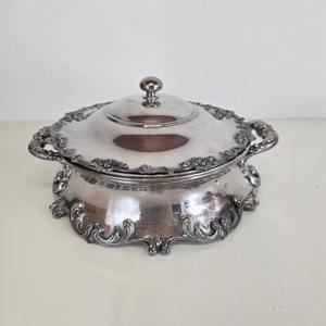 Vintage Silver Finished Serving Casserole Perfect For Buffet Catering And Family Festive Celebrations Serving Use From India - Product Image 1
