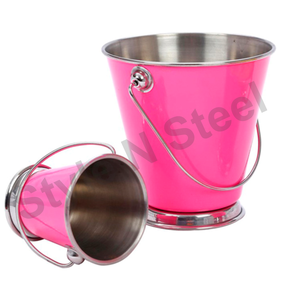 Mini seau de service en acier inoxydable pour frites, accessoires de cuisine martelés, ustensiles de pot de présentation d'aliments, couleur unique - Product Image 2