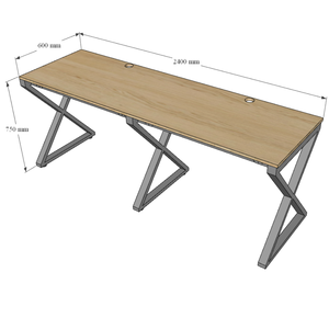 โต๊ะกลุ่มมินิมอลสำหรับ 2 คน ขนาด 240x60 ซม. ไม้อัดเคลือบเมลามีน ขา Xconcept HBXC037 - Product Image 5