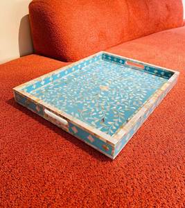 Premium Quality Wooden Serving Tray With <b>MOP</b> Inlay And Resin Design Personalized Ramadan breakfast <b>dry</b> Fruits Serving Tray - Product Image 6