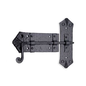 Pestillo de puerta de hierro forjado a mano con acabado de óxido negro, forma plana, para instalación en el hogar, herrajes para puertas y portones. - Product Image 3