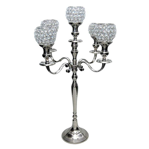 High Quality <b>Crystal</b> Nickel Plated Candle <b>Stand</b> with Votive Handmade Metal Holders Elegant Decorative Piece for Home and Events - Product Image 6