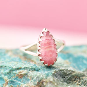 Poire cabine Rhodochrosite bague en pierres précieuses 925 bague en argent Sterling réglage à la mode bague à la mode pour cadeau d'anniversaire de mariage - Product Image 3