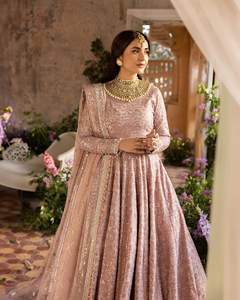 Indien pakistanais dernière mousseline de soie brodée Salwar Kameez avec maçonnerie lourde Collection de mariage de luxe vente chaude robe 0410 - Product Image 6