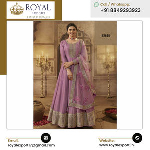 2023ชุดกระโปรงผ้าไหมลายดอกอันาร์คาลีดีไซน์เนอร์สำหรับงานแต่งงานเสื้อผ้าพื้นเมืองและ dupatta กับงาน zari dori - Product Image 2