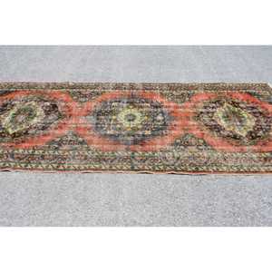 Alfombra Turca Vintage de 4.8x11.9 pies (146x362 cm), Alfombra Abstracta Roja y Azul - Product Image 3