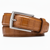 Ceinture Homme Personnalisée en Cuir de Vachette, Boucle Automatique Carrée en Acier, Durable, pour Jeans et Tenues Décontractées, Marron Foncé, Noir, Daim, Effet Croco, Fournisseur ODM