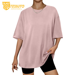 Camiseta básica de gran tamaño con logotipo de impresión personalizado de peso pesado Camiseta de algodón 100% de moda de talla grande de alta calidad para mujer - Product Image 5