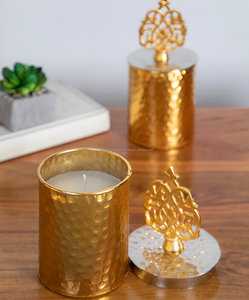 High Quality Gold and Silver Hammered Candle <b>Jar</b> with Crown Lid in Wholesale Rate - Product Image 4