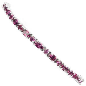 AAA+ Quality 925 Sterling Silver <b>Bracelet</b> Oval Rhodolite <b>Garnet</b> 5x3mm Gemstone Jewelry 7 Inch Cus-Jew78 - Product Image 3