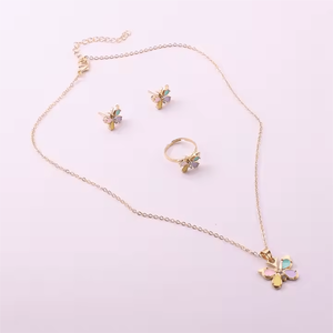 Conjunto de Joyería de Mariposa con Baño de Rodio Imitación Aleación de Zinc, Anillo, Collar y Pendientes con Circonita y Perla, Ideal para Regalo - Product Image 3
