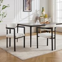Ensemble de 2 chaises de salle à manger Boucle, chaises de cuisine texturées douces avec structure en métal noir de style Mid-Century pour salle à manger, bureau à domicile