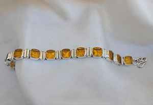 Pulsera de Citrino Hecha a Mano, Gema en Forma de Cojín, Joyería de Plata de Ley, Pulsera de Cristal Amarillo, Regalo para Mujer - Product Image 6