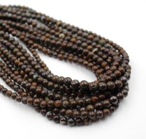 Perles rondes lisses en opale de Boulder naturelle, opale de Boulder australienne, taille des perles 5 mm environ. 14 pouces - Product Image 3