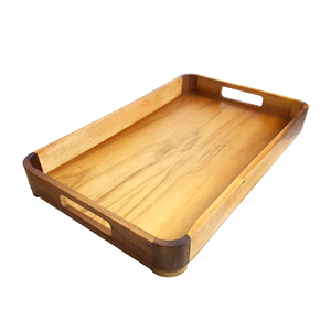 Bandejas rectangulares de madera de mango para servir, diseño de estilo artesanal para servir en la mesa y usar en restaurantes, utensilios de cocina duraderos - Product Image 5